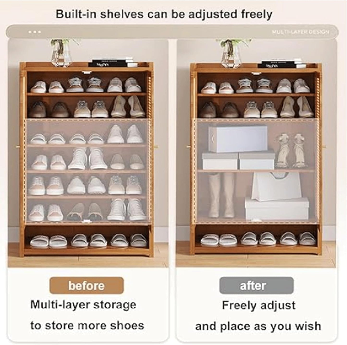 Bamboo Shoe Cabinet with Doors