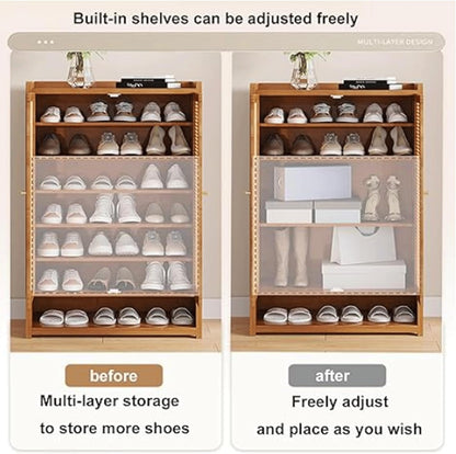 Bamboo Shoe Cabinet with Doors