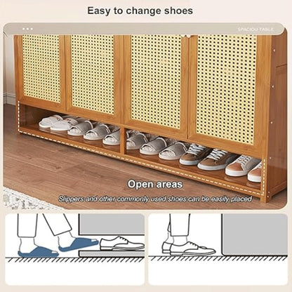 Bamboo Shoe Cabinet with Doors