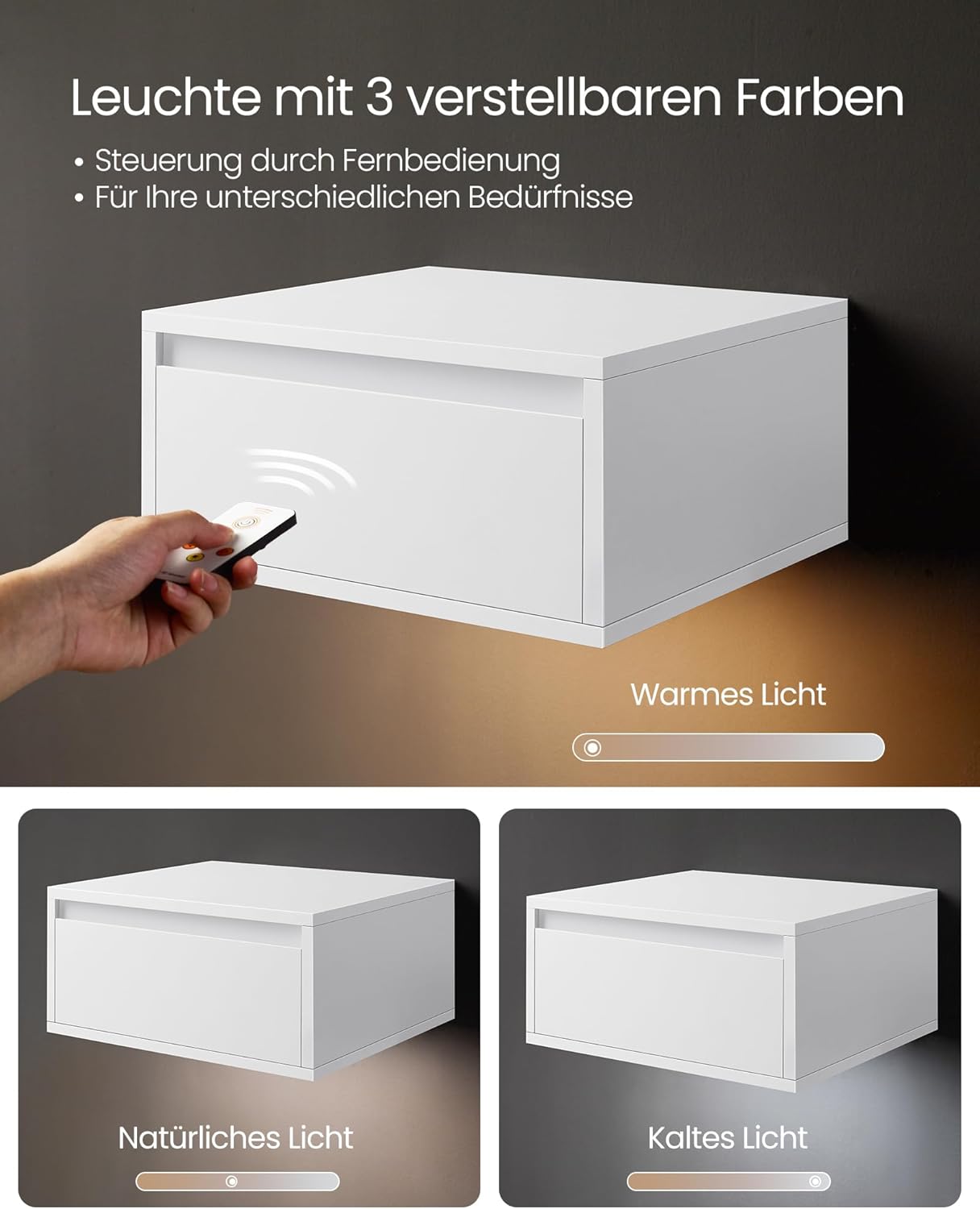 VASAGLE Bedside Table LET654W01