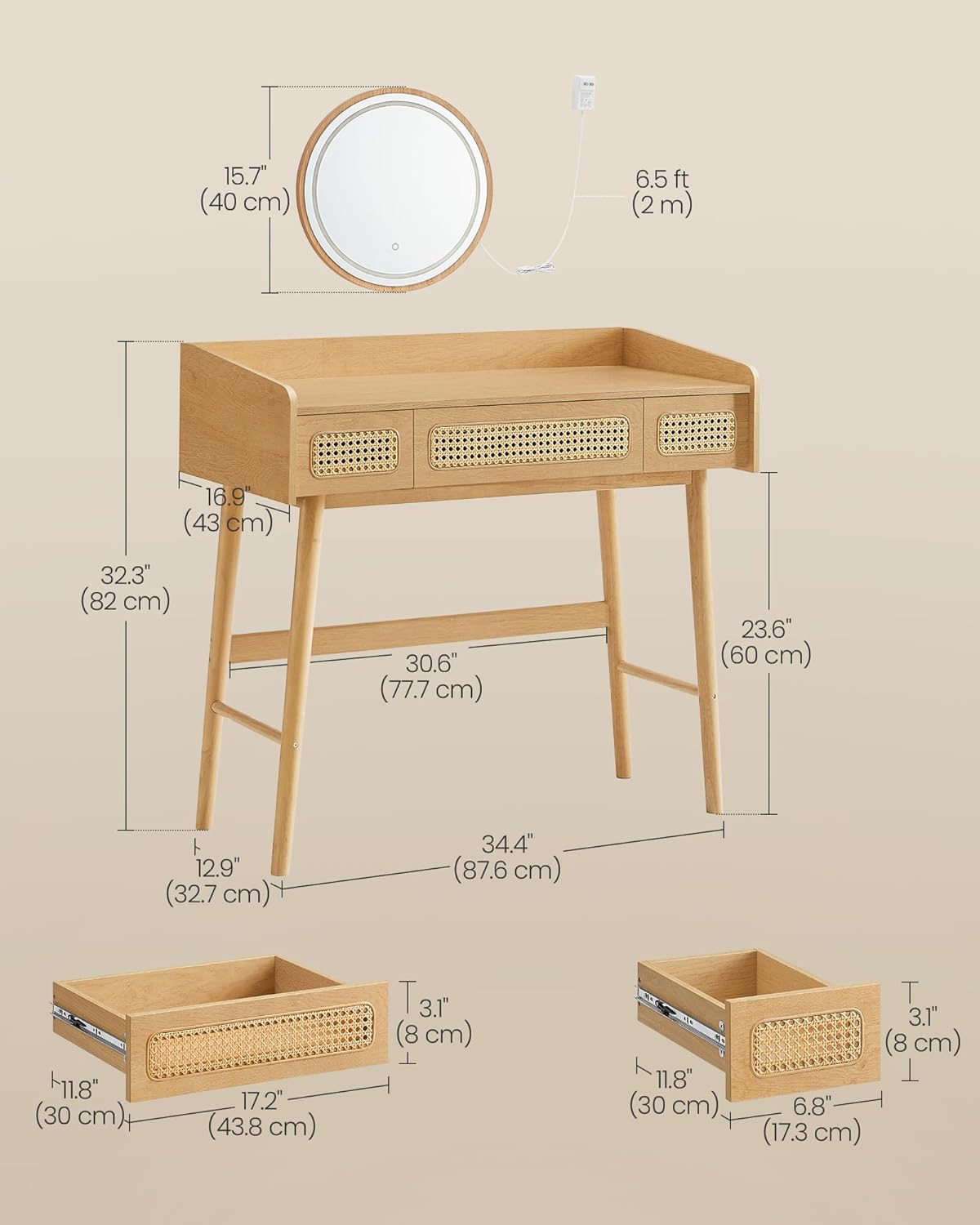 SONGMICS Vanity Desk with Mirror
