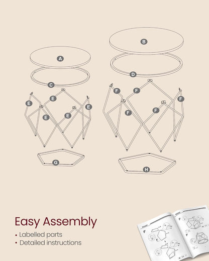 VASAGLE Set of 2 Coffee Table LET040K41