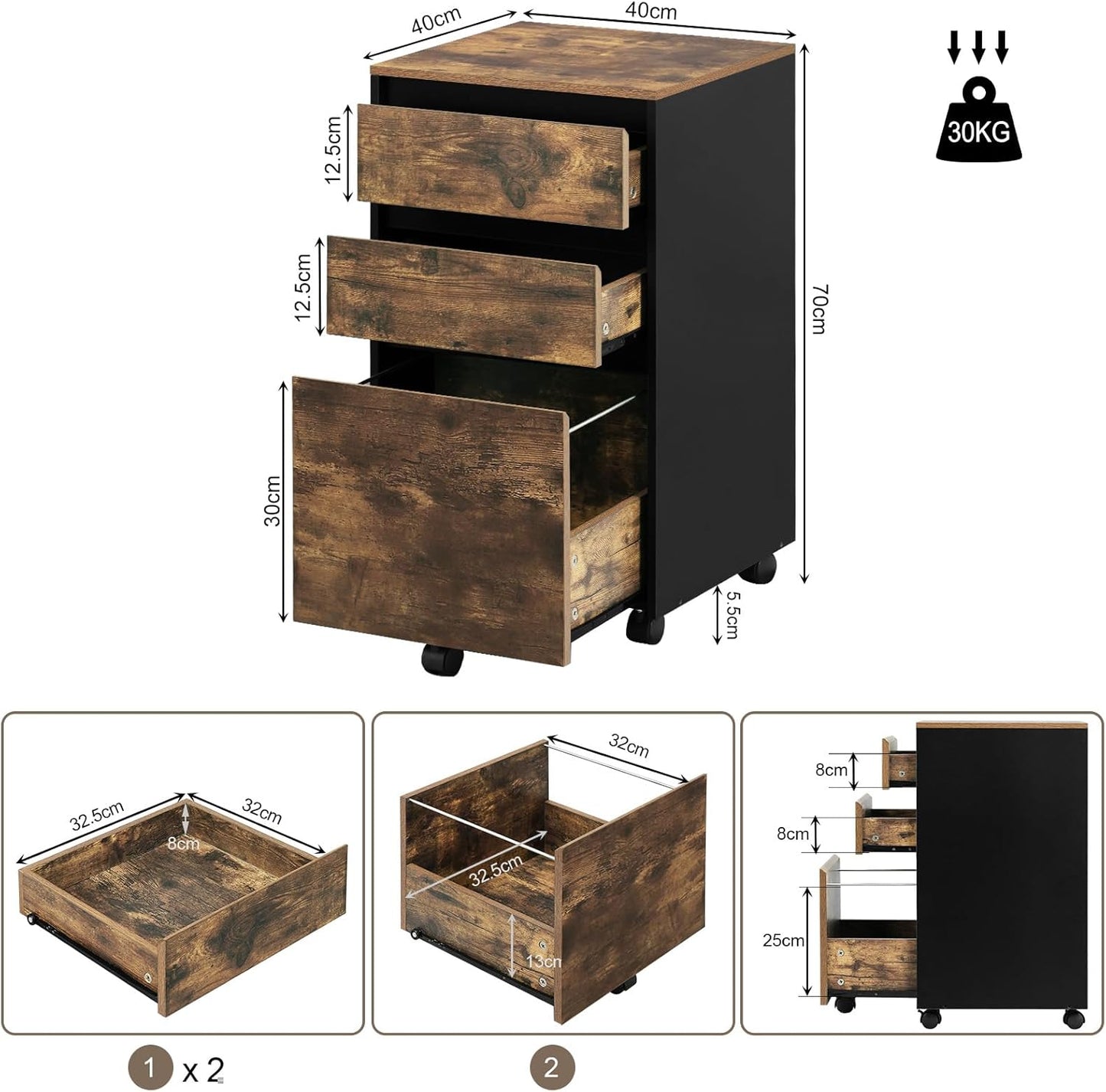 WOLTU Mobile Filing Cabinet ASK01HOV