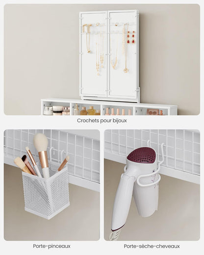 VASAGLE Dressing Table with Padded Stool RVT004W14V1