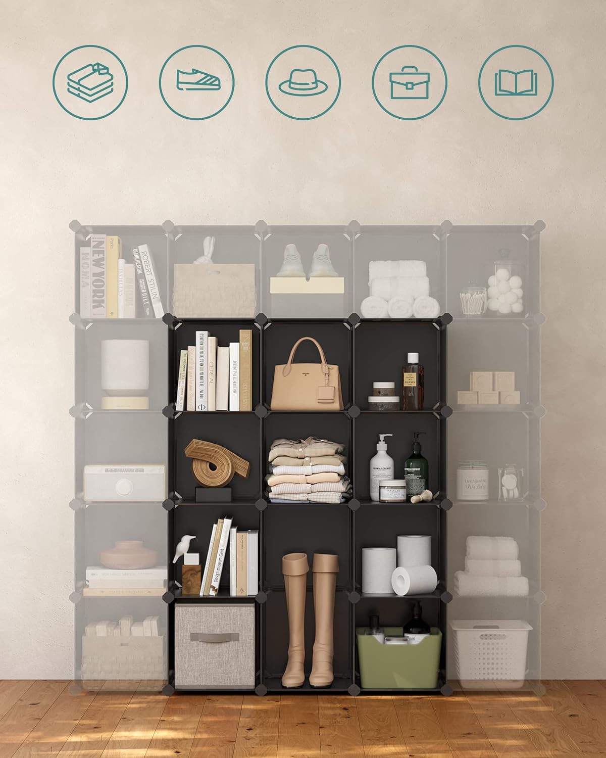 SONGMICS 16-Cube Storage Unit LPC44BK