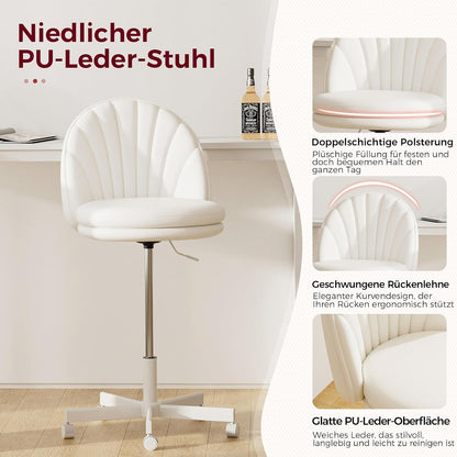 COMHOMA Desk Vanity Chair with Wheels (EU-CH710-WHITE-PU)