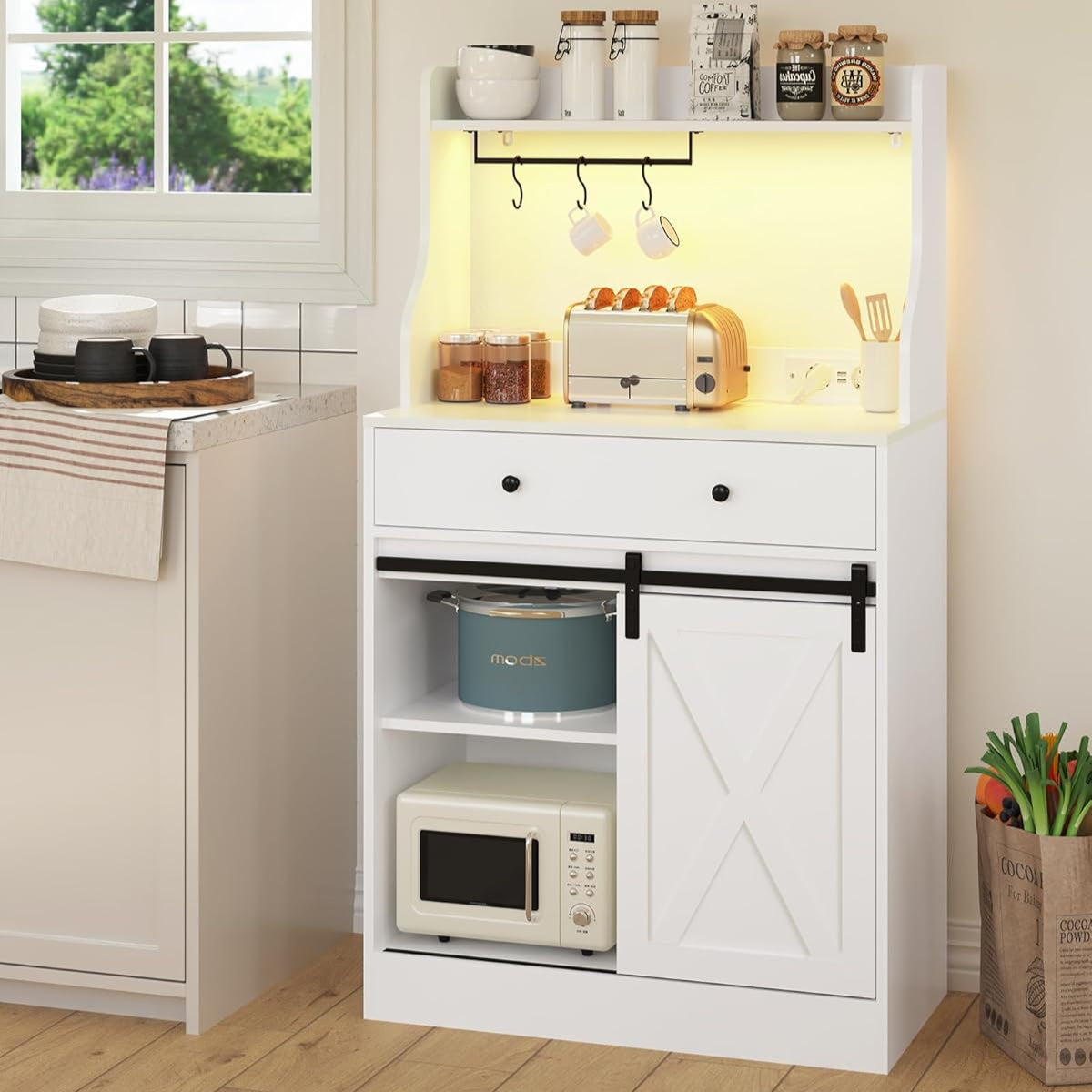 Storage Sideboard with LED and Power Strip