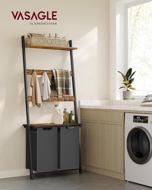 VASAGLE Laundry Basket with Towel Ladder BLH221B01
