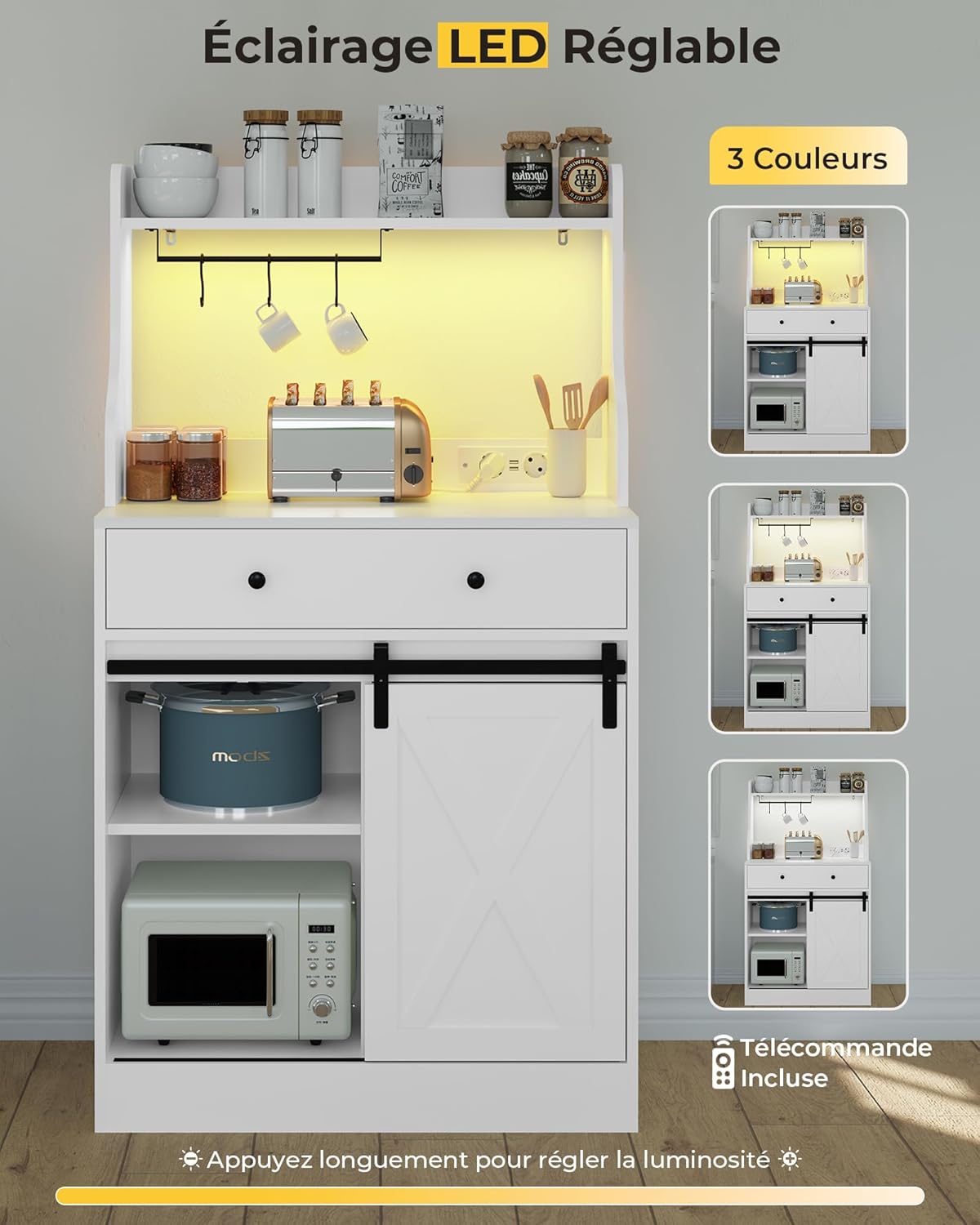 Storage Sideboard with LED and Power Strip