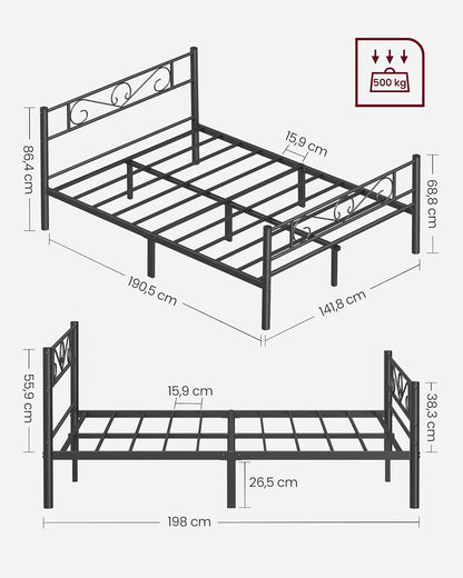 VASAGLE Bed with Metal Base RMB063B01