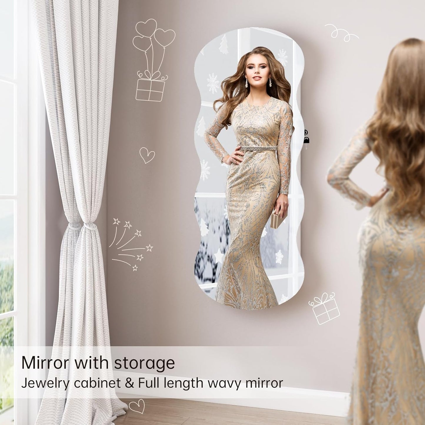 LED Jewelry Armoire Cabinet – Wall or Door Mounted