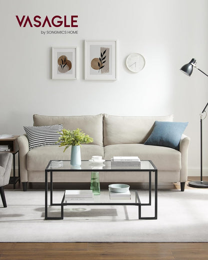 VASAGLE Glass Coffee Table LGT033B61
