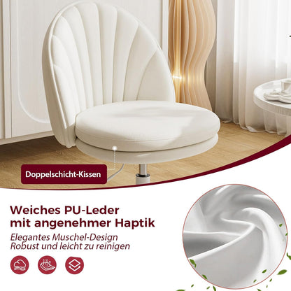 COMHOMA Desk Vanity Chair with Wheels (EU-CH710-WHITE-PU)