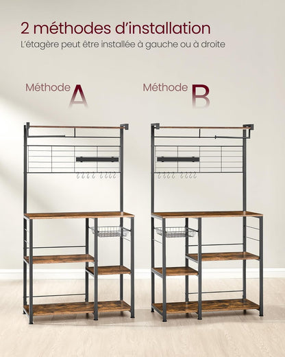 VASAGLE Bakers Rack with Magnetic Knife Holder KKS026B01