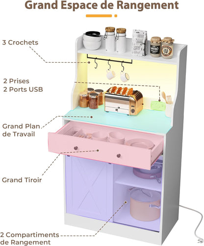 Storage Sideboard with LED and Power Strip