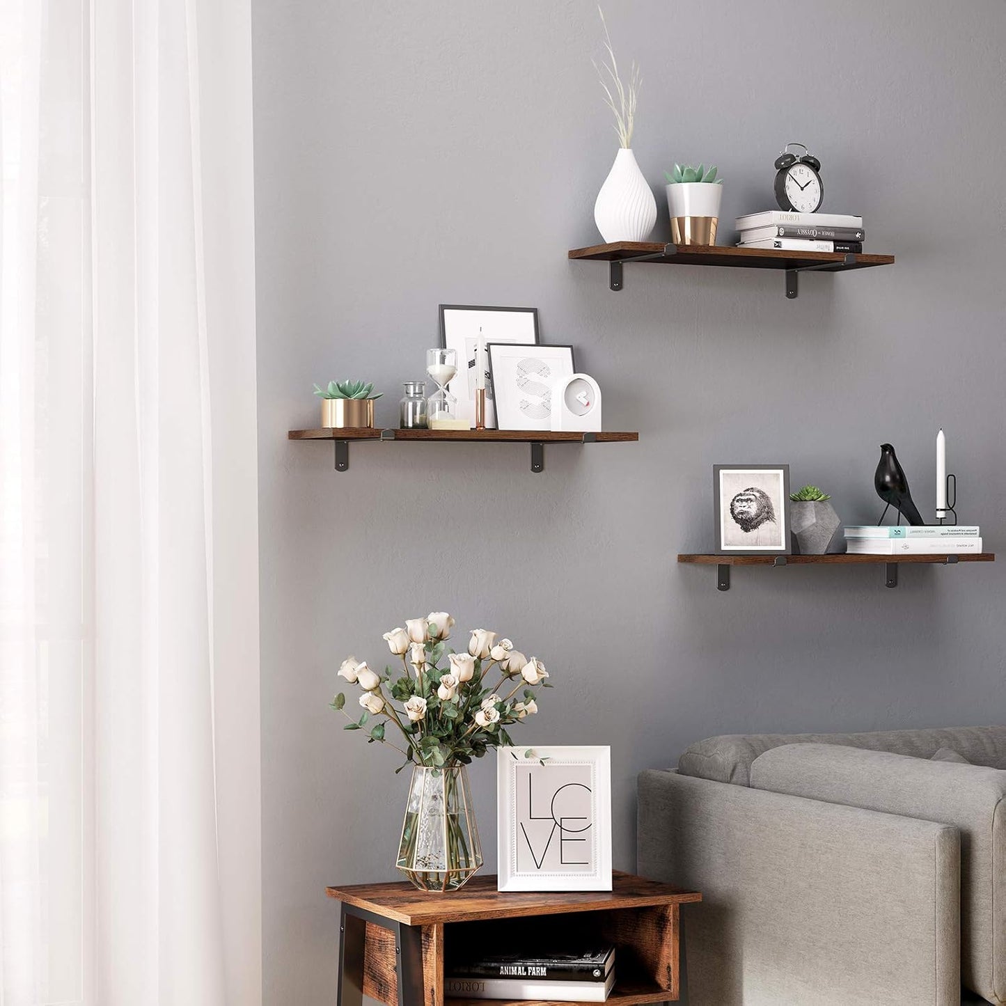 SONGMICS Set of 2 Floating Shelves LWS04NB