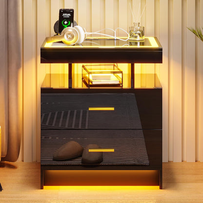 Bedside Table with Charging Station