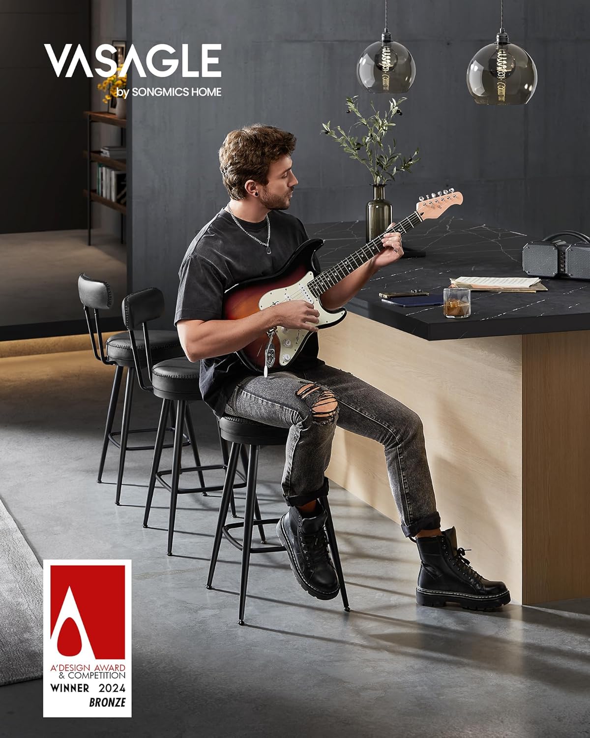 VASAGLE Set of 2 Bar Stools