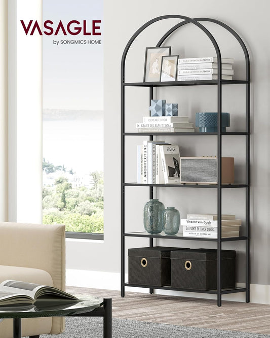 VASAGLE 5 Tier Tempered Glass Shelf