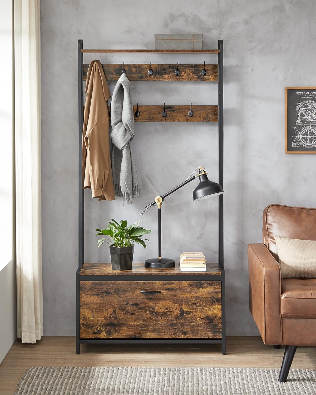 VASAGLE Coat Rack with Shoe Storage