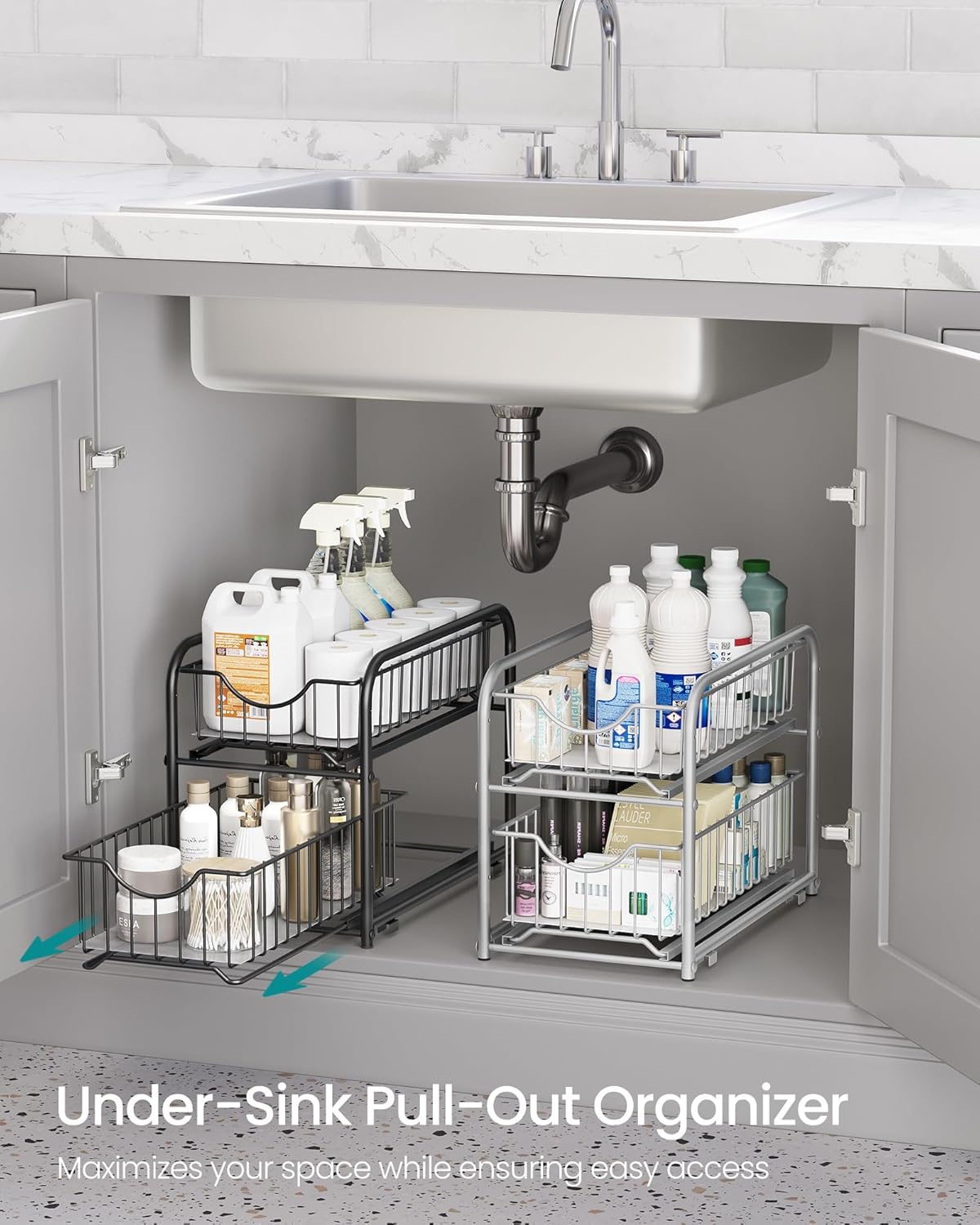 SONGMICS 2-Tier Pull Out Cabinet Organizer