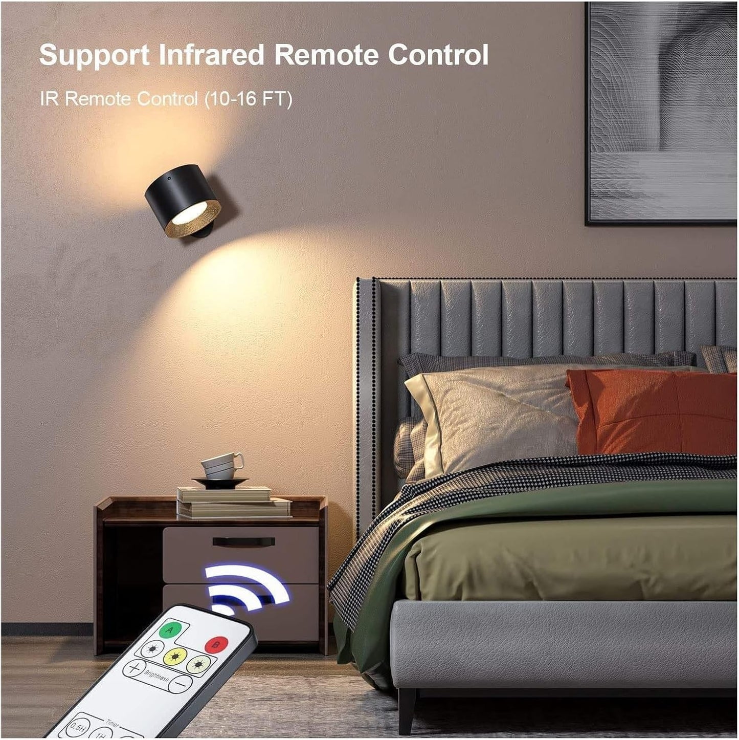 Touch & Remote Control Indoor Wireless Rechargeable Wall Lamp