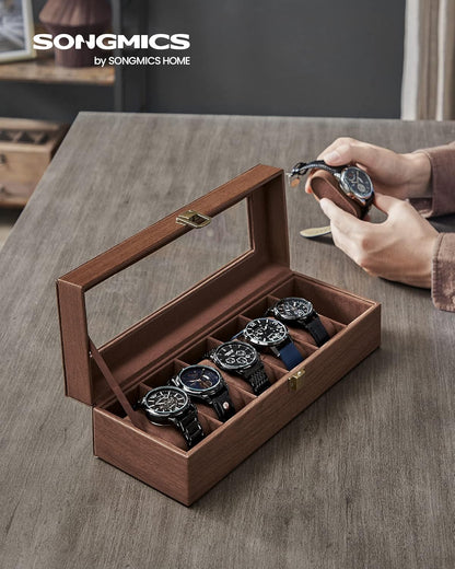 SONGMICS Watch Box with 6 Slots (JWB006K01)
