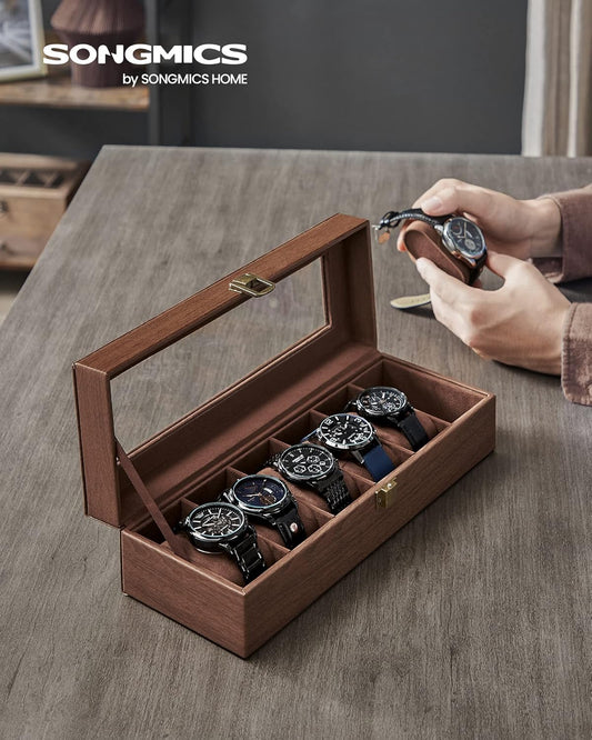 SONGMICS Watch Box with 6 Slots (JWB006K01)