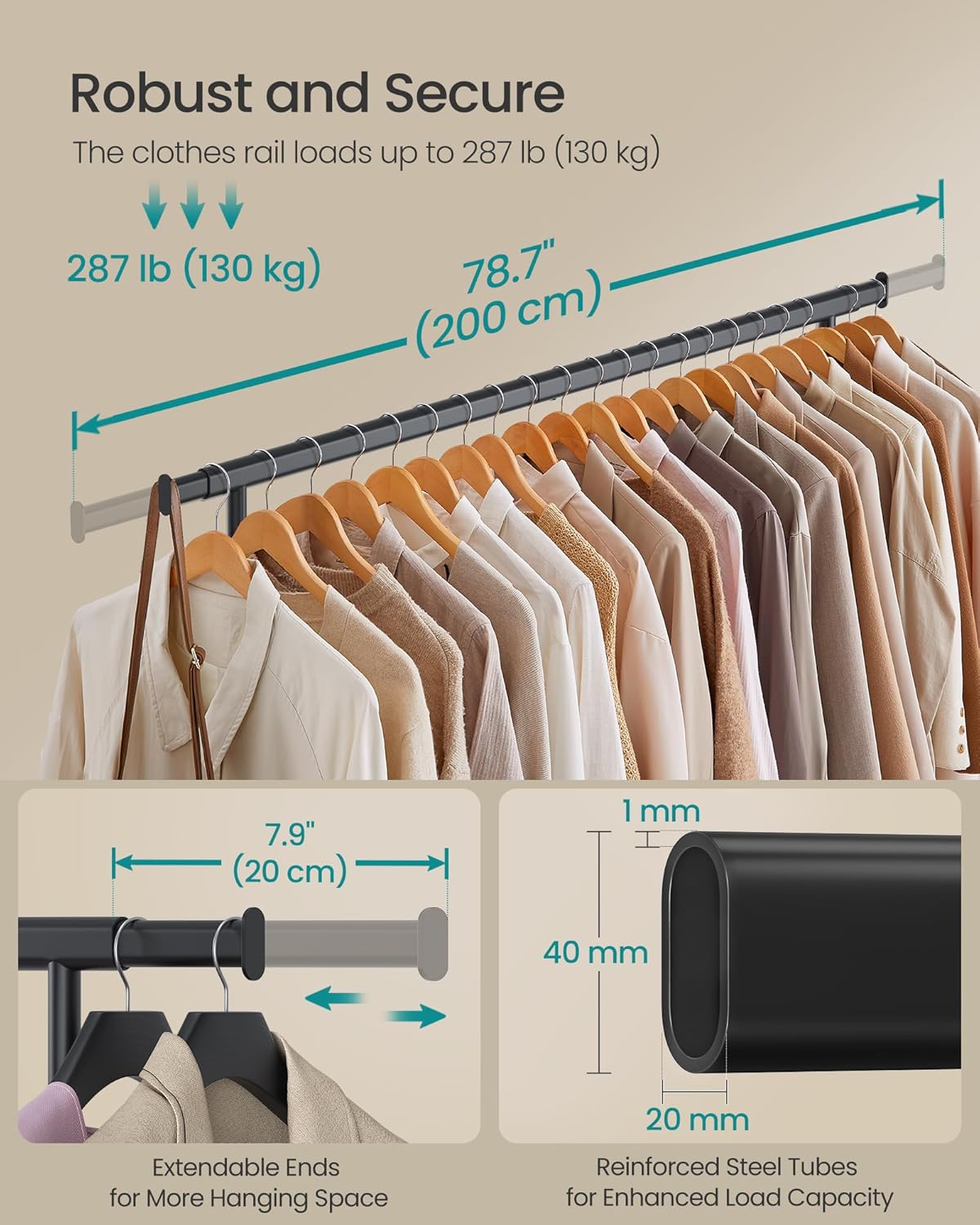 SONGMICS Clothes Rack on Wheels (HSR175B01)