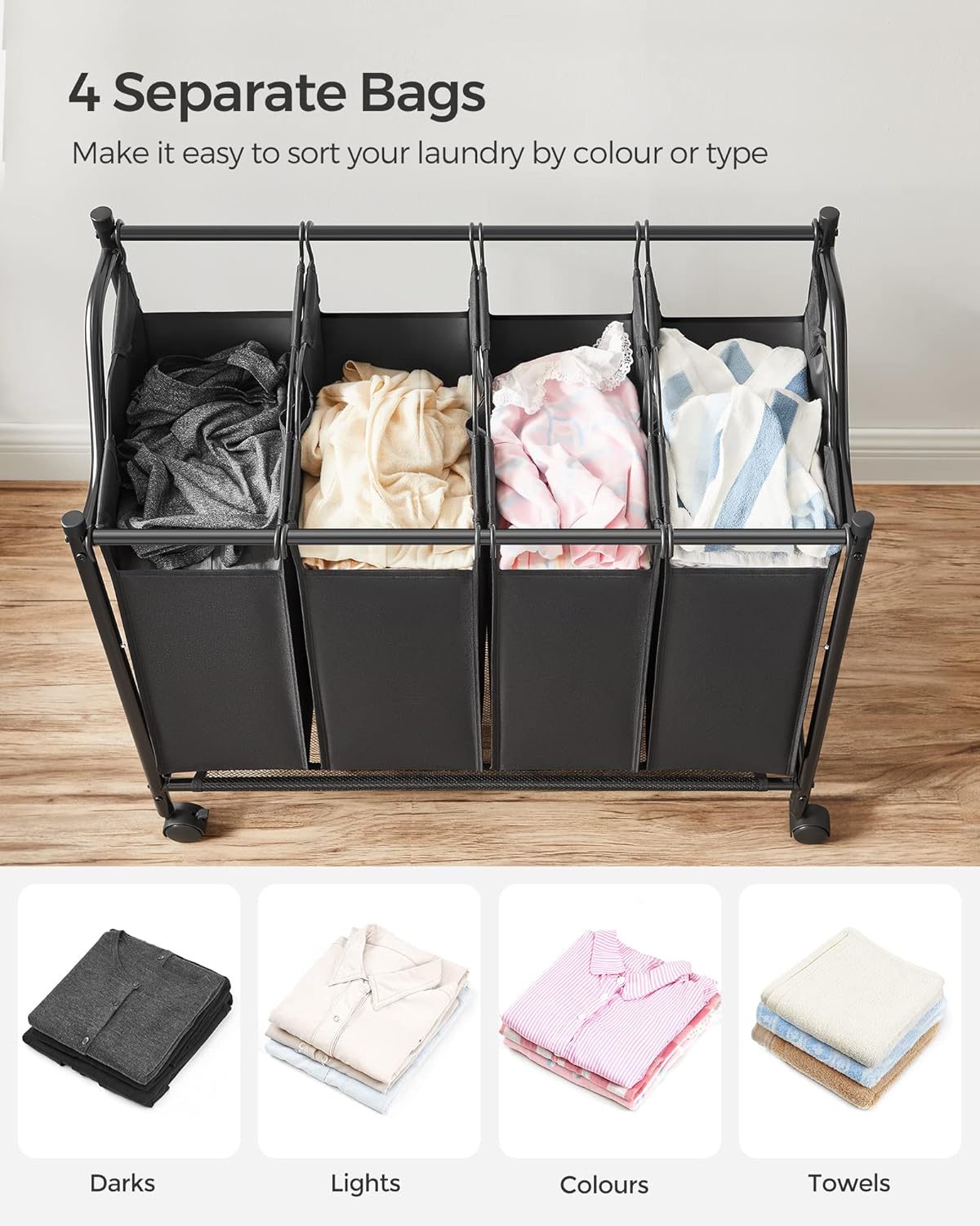 SONGMICS Rolling Laundry Sorter LSF005