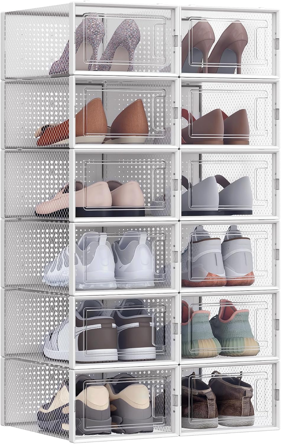 SONGMICS Set of 12 Stackable Shoe Boxes (LSP12SWTV2)