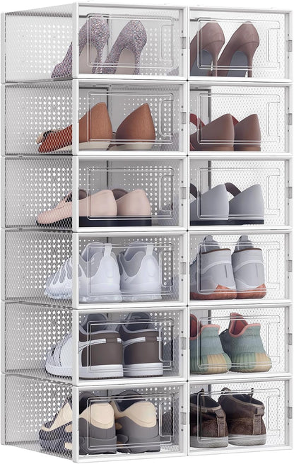 SONGMICS Set of 12 Stackable Shoe Boxes (LSP12SWTV2)