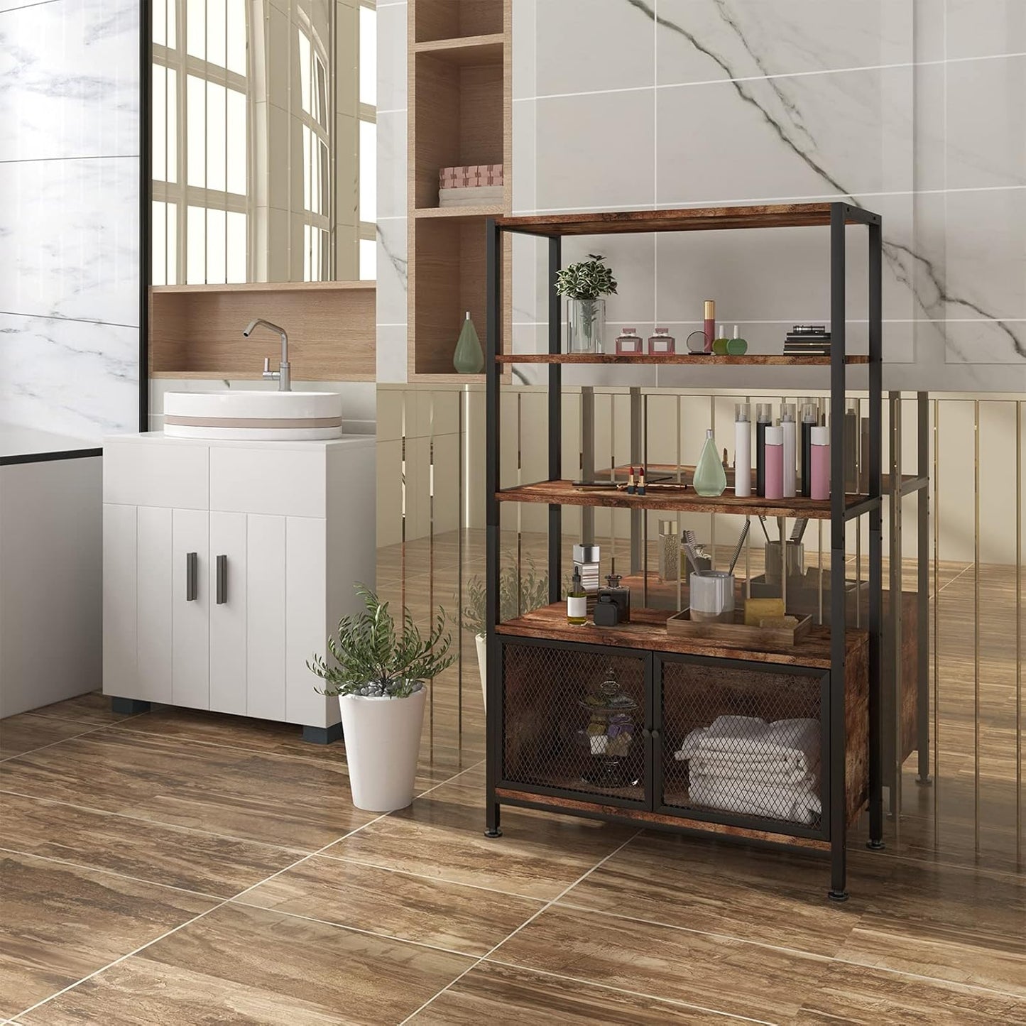 WOLTU Bookcase Shelf with 3 Open Levels Vintage RGB19dc