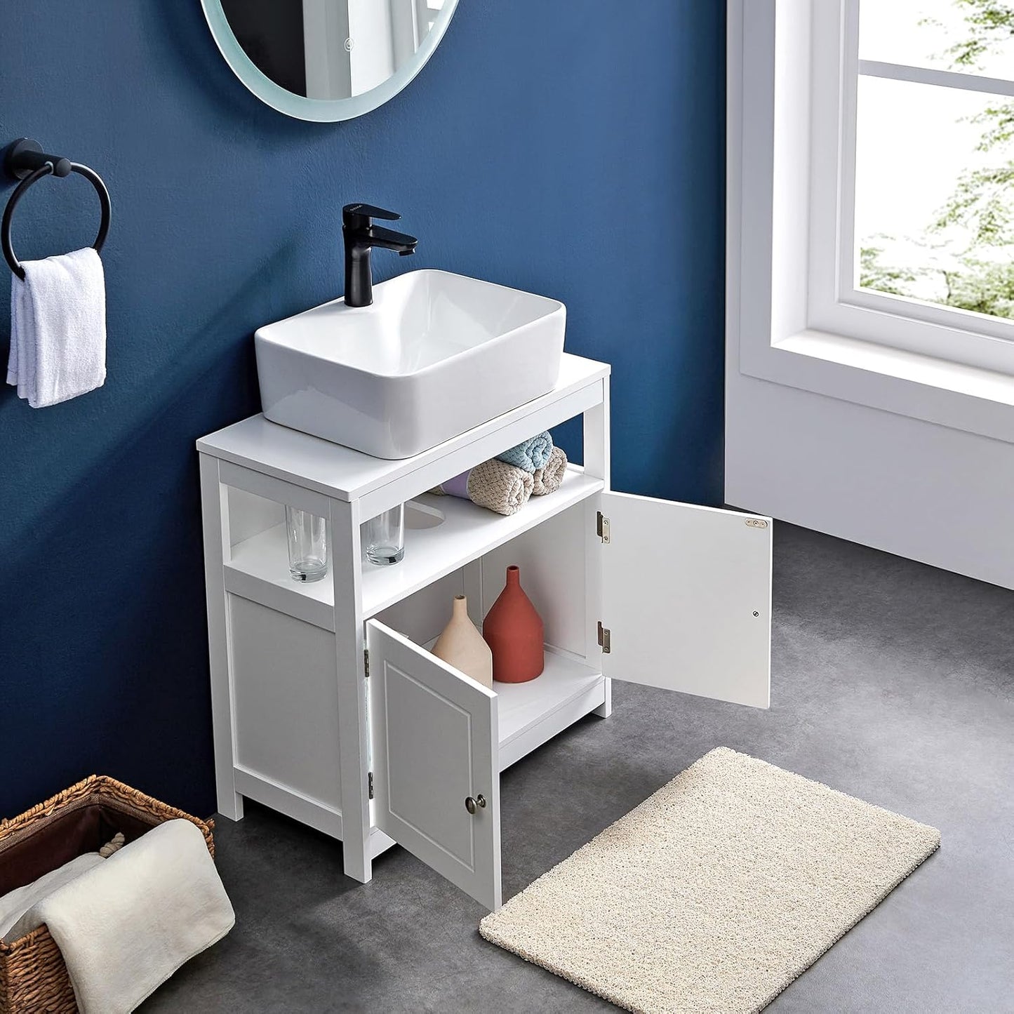 Vasagle Bathroom Vanity Unit with 2 Doors (BBC301W01)