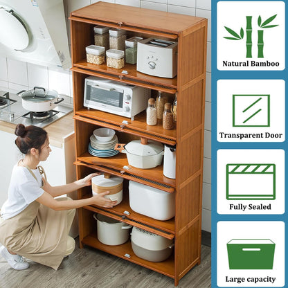 Bamboo Storage Cabinet with Acrylic Doors