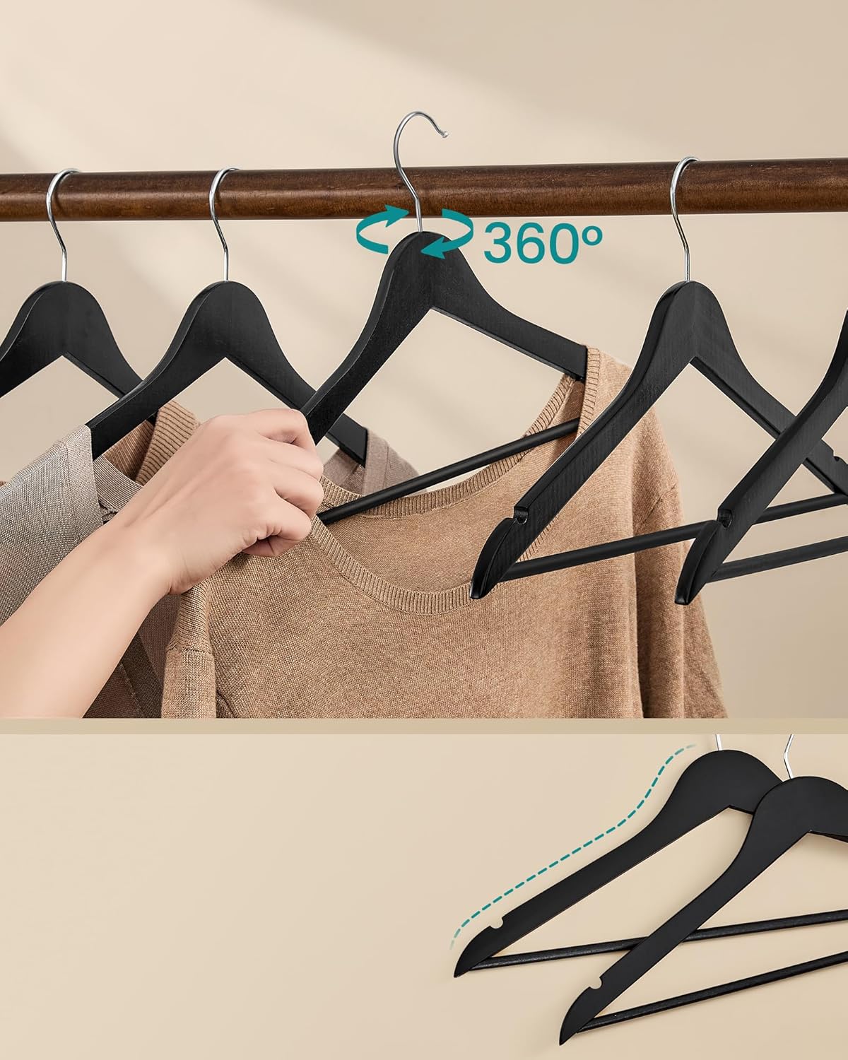 SONGMICS Slim Wooden Hangers