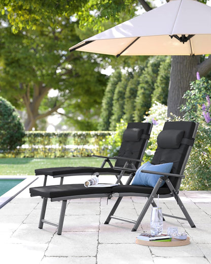 SONGMICS Sun Lounger, foldable, deck chair GCB24BK