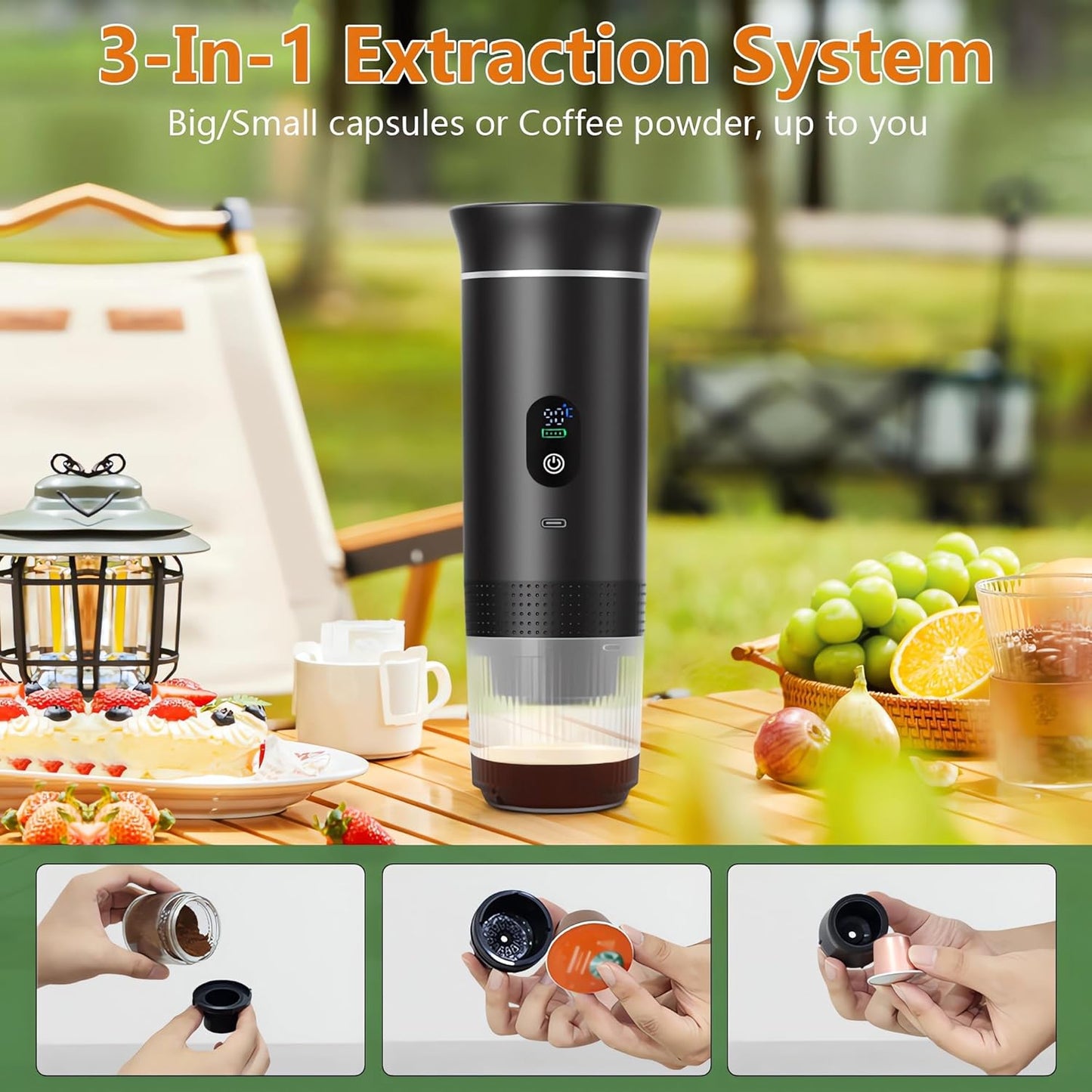 3-in-1 Portable Coffee Maker with Self-Heating