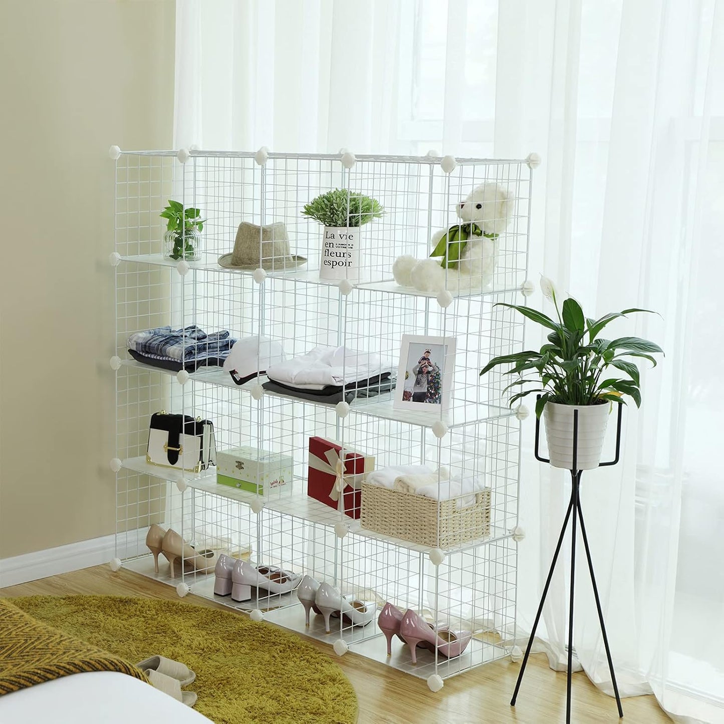 SONGMICS 16 Cube Metal Wire Storage Organiser LPI44W