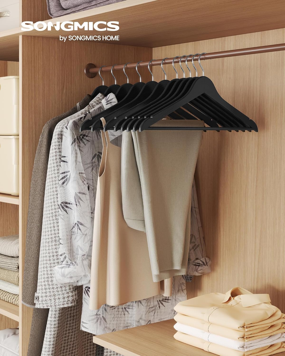 SONGMICS Slim Wooden Hangers