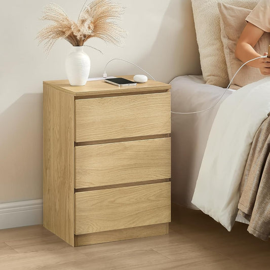 VASAGLE Bedside Table with Power Strip