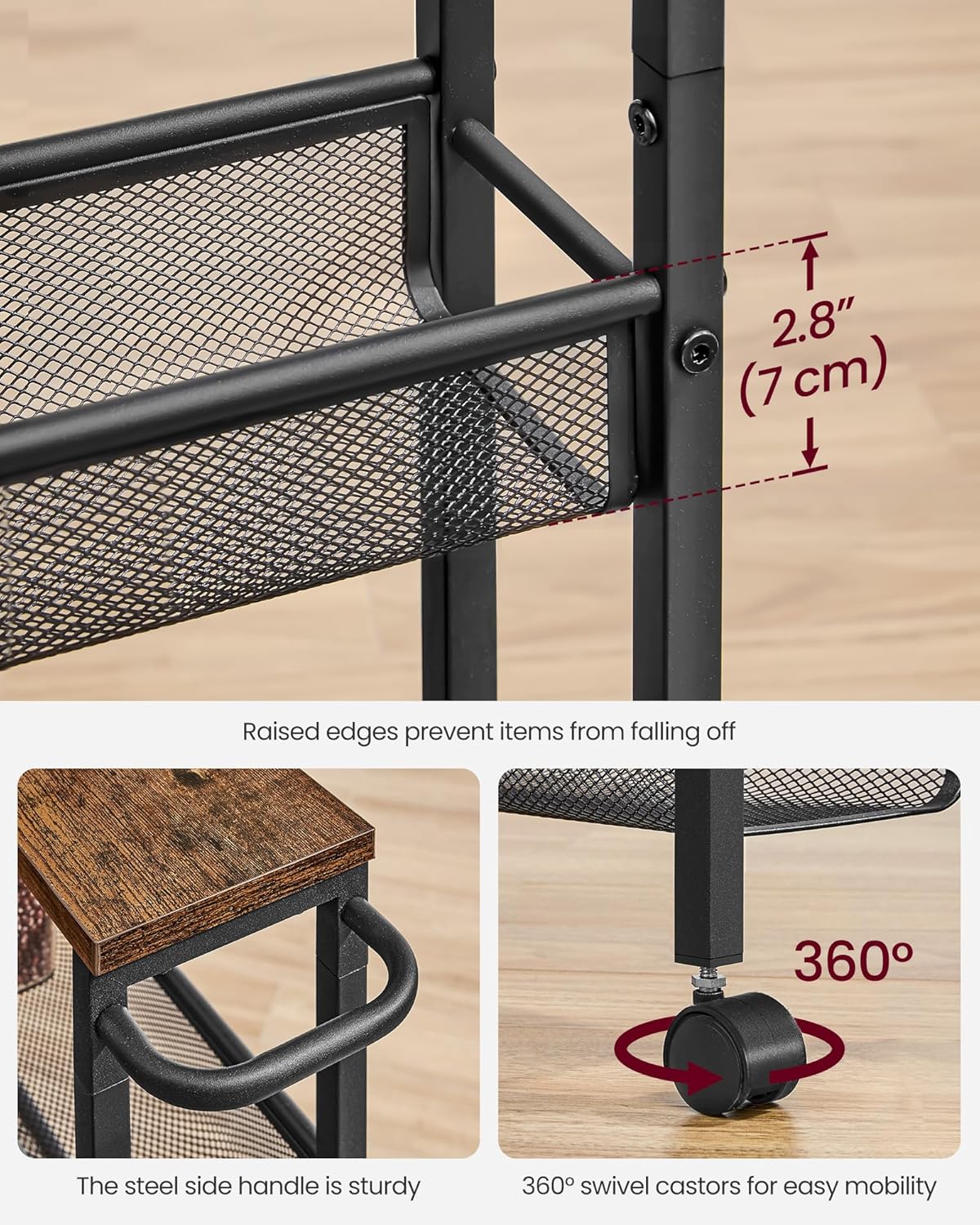 VASAGLE 5-Shelf Trolley LRC034B01