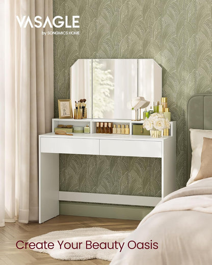 VASAGLE Modern White Dressing Table RDT115W01