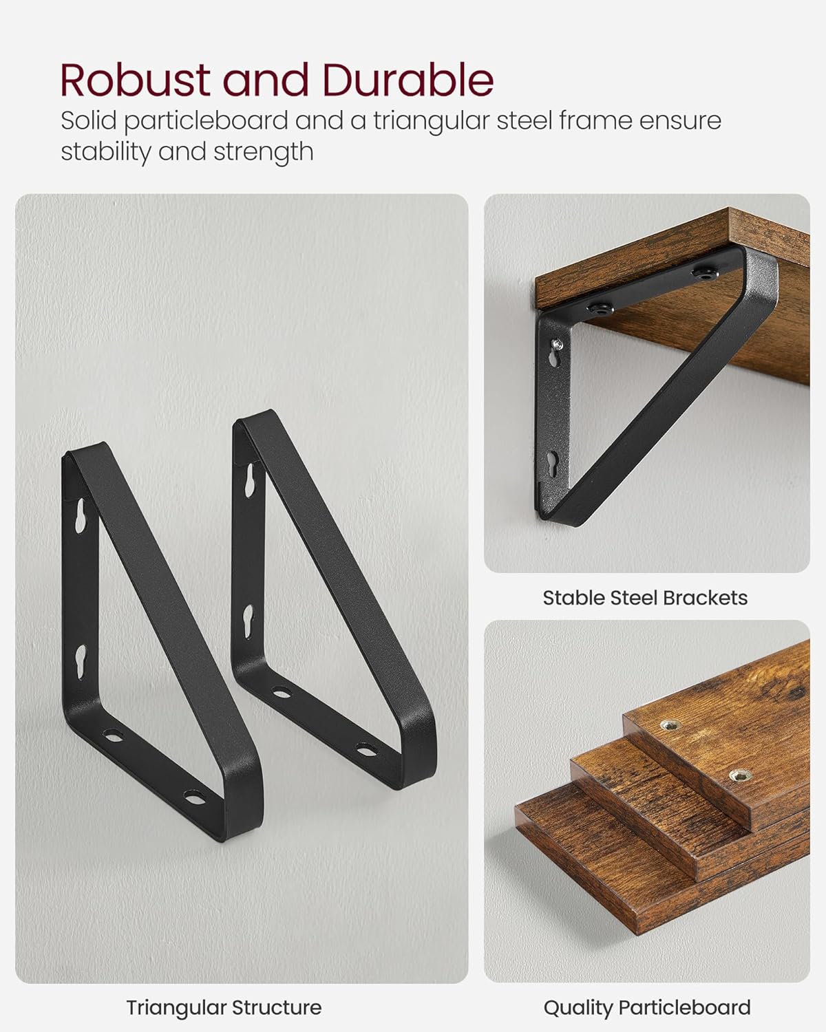 VASAGLE Set of 3 Wall Shelf LWS33BX