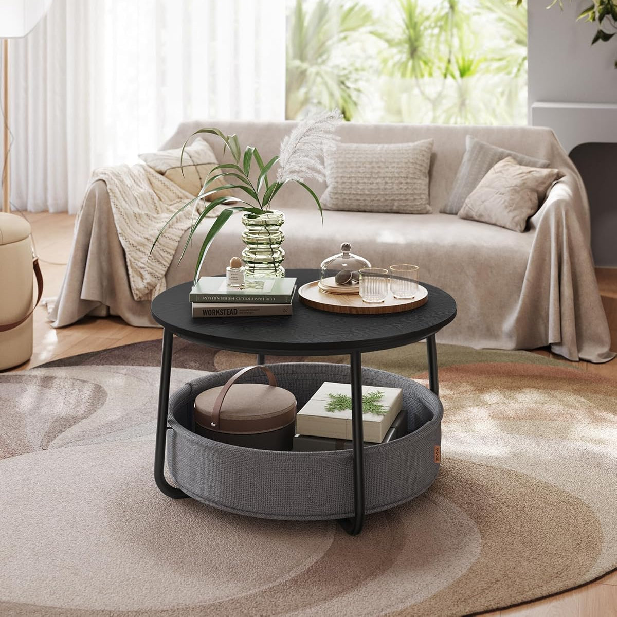 VASAGLE Round Coffee Table LCT244B56