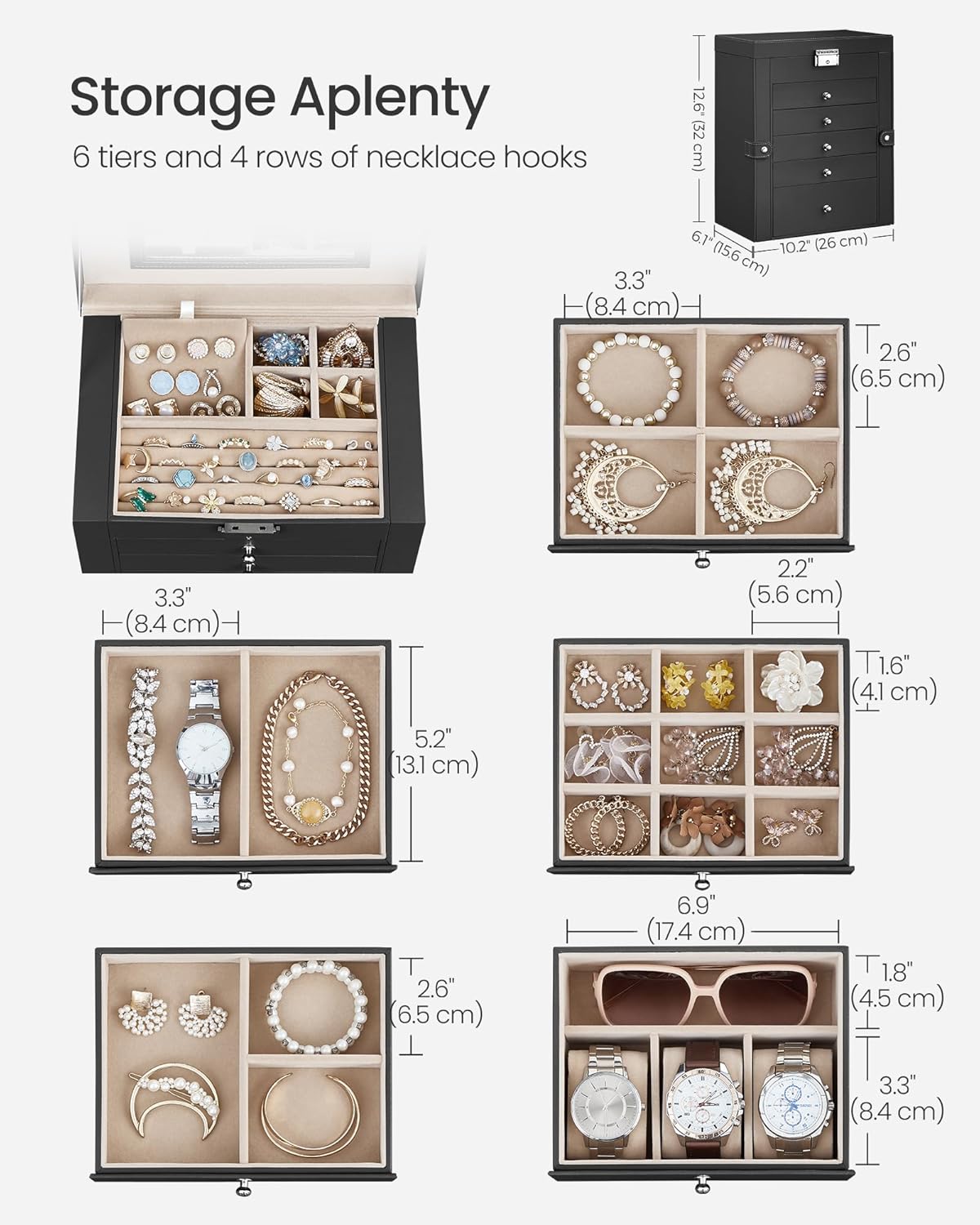 SONGMICS Jewellery Box JBC152B01