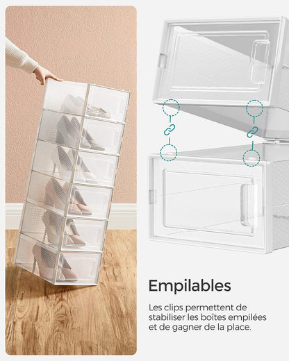 SONGMICS Set of 12 Stackable Shoe Boxes (LSP12SWTV2)