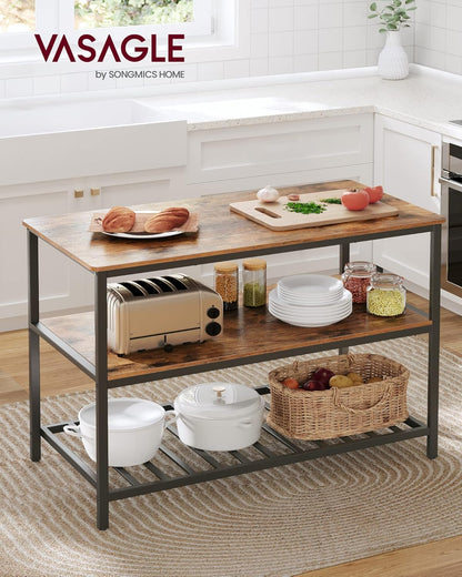 VASAGLE Kitchen Island with 3 Shelves KKI01BX