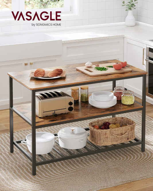 VASAGLE Kitchen Island with 3 Shelves KKI01BX
