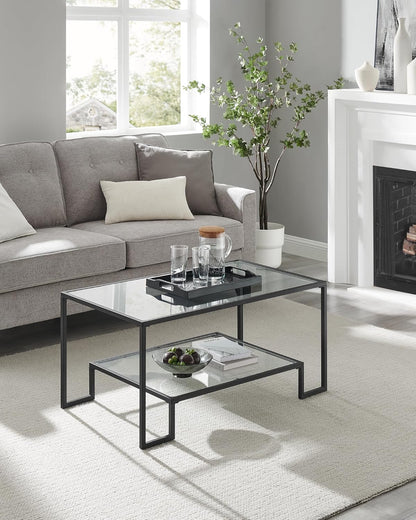 VASAGLE Glass Coffee Table LGT033B61